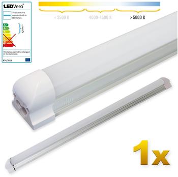 LEDVero 1x SMD LED Röhre 90 cm inklusive Fassung in kaltweiß - Leuchtstoffröhre T8 G13 Tube milchige Abdeckung - Lichtleiste mit 14 W, 1400lm- montagefertig