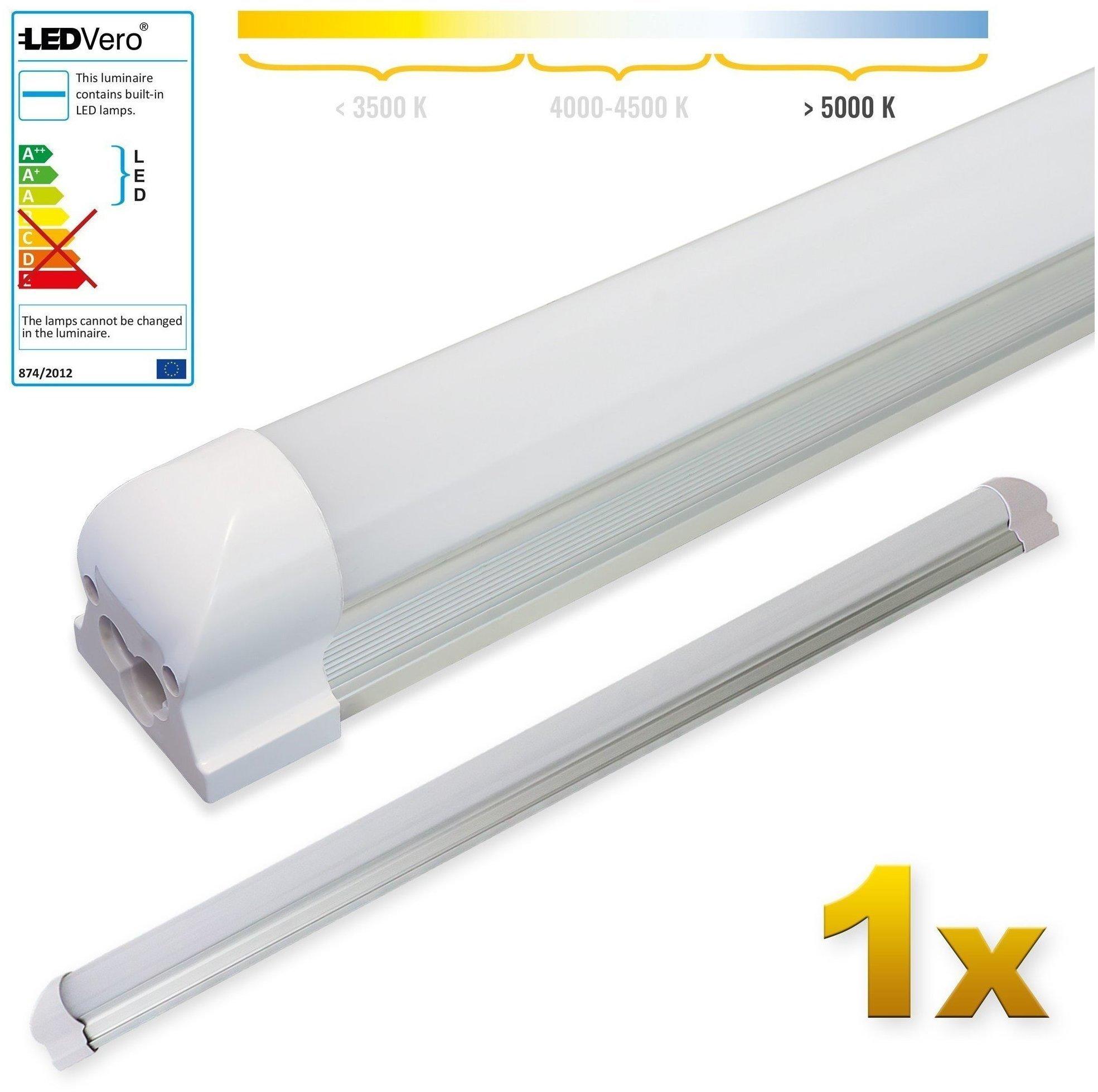 LEDVero 1x SMD LED Röhre 90 cm inklusive Fassung in kaltweiß -  Leuchtstoffröhre T8 G13 Tube milchige Abdeckung - Lichtleiste mit 14 W,  1400lm- montagefertig Test TOP Angebote ab 21,99 € (Juli 2023)