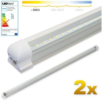 LEDVero 2x SMD LED Röhre 120 cm inkl. Fassung in warmweiss - Leuchtstoffröhre T8 G13 Tube transparen