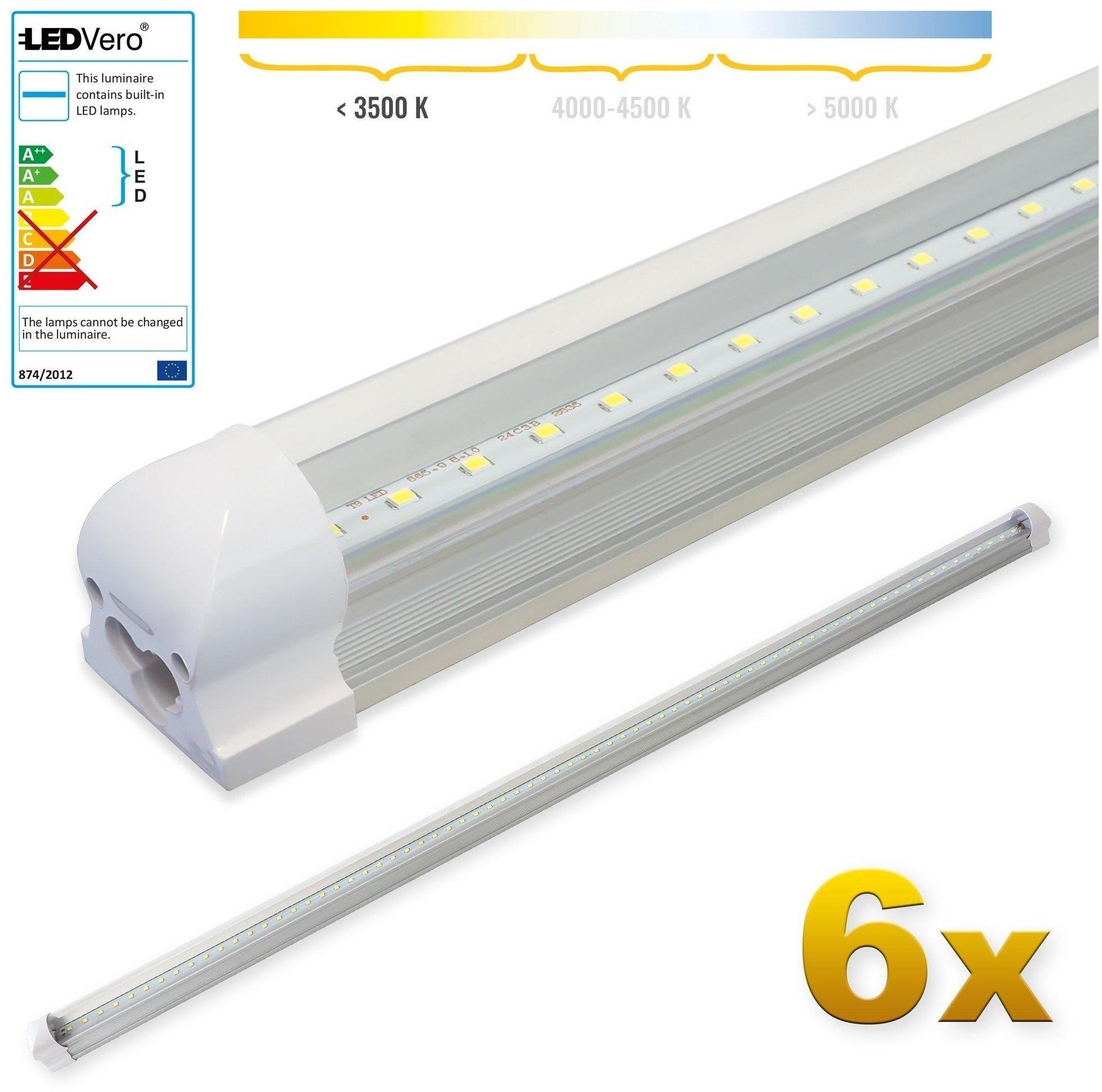 LEDVero 6x SMD LED Röhre 150 cm inklusive Fassung in warmweiss -  Leuchtstoffröhre T8 G13 Tube transparent Abdeckung - Lichtleiste mit 25 W,  2500lm- montagefertig Test TOP Angebote ab 87,59 € (März 2023)