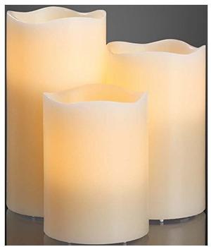 Hellum LED-Echtwachskerze 7,5 x 15 cm elfenbein (571950)
