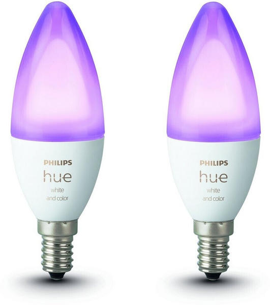 Philips Hue White and Color Ambiance LED-Kerze E14 RGBW Bluetooth Doppelpack (72633100)