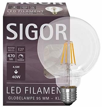 Sigor LED Filament Globe E27 klar 4,5W 2700K 9,5cm (6137501)
