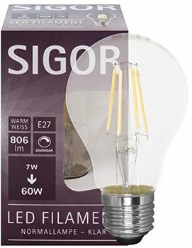 Sigor LED Filament Normal E27 klar 7W 2700K 6cm (6130201)