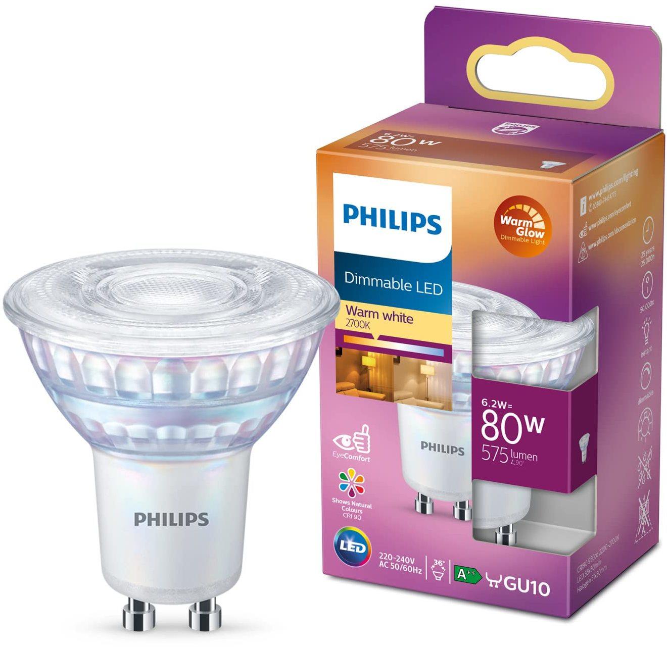 Philips LED Spot (dimmbar) 6, 2 W - 80 W, GU10 (929002065903) Test TOP  Angebote ab 6,75 € (März 2023)