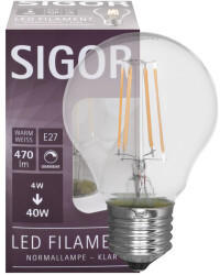 Sigor LED Filament Normal E27 klar 4,5W 2700K 6cm (6130101)