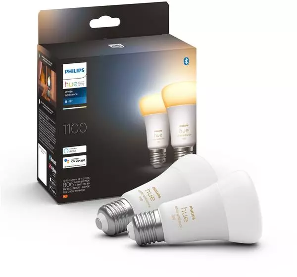 Philips White Ambiance E27/8W 1100lm Doppelpack (929002468404)