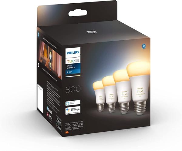Philips Hue White Ambiance E27 9W/800lm Viererpack (929002489804)