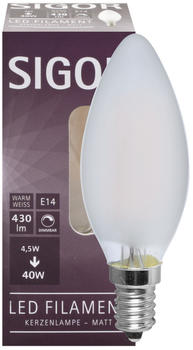 Sigor LED Filament Kerze E14 matt 4,5W 2700K 3,5cm (6132901)