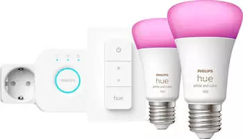 Hue Hue White & Color Ambience Starterset 2 x E27 + Bridge + Dimmschalter + Steckdose (9290024688)