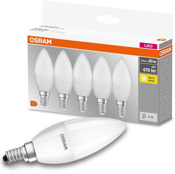 Osram LED E14 Kerze B35 4,9W/470lm 2700K 5er Pack weiß (AC31158)