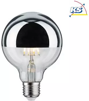 Paulmann LED Deko-Globe G95 Kopfspiegel SILBER E27 6.5W 2700K 600lm (28673)