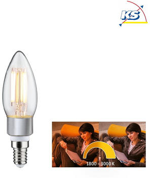 Paulmann LED Filament Kerze B35 E14 5W 1800-3000K 470lm dim-to-warm klar/grau (28777)