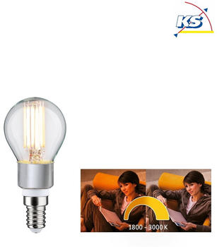 Paulmann LED Filament Tropfen P45 E14 5W 1800-3000K 470lm dim-to-warm klar/grau (28778)
