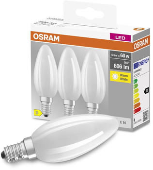Osram E14 Kerze B35 Weiß 5,5W/806lm 2700K 3er Pack weiß