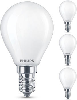 Philips E14 Tropfenform P45 weiß warmweiß 470lm nicht dimmbar 4er Pack weiß