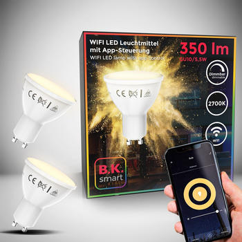 B.K.Licht LED-Leuchtmittel GU10 2 Stück warmweiß dimmbar 55W/350lm (BKL1260)