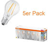 5er Pack OSRAM LED BASE E27 Filament Glühlampe klar 6,5W wie 60W neutralweiß,...