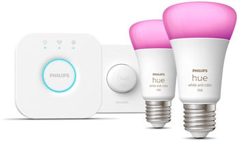 Philips Hue White & Color Ambiance Strater Kit E27 2x9W + Bridge/Wandschalter (929002468806)