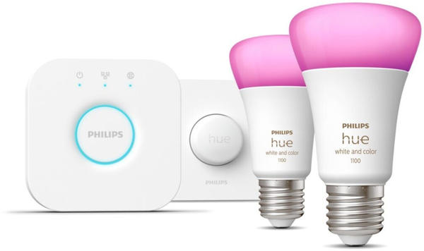Philips Hue White & Color Ambiance Strater Kit E27 2x9W + Bridge/Wandschalter (929002468806)