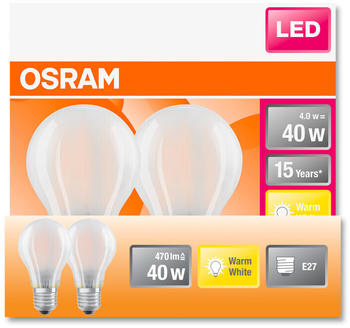 Osram 3er Pack LED Lampe Retrofit Classic AE27 4W 470lm 2700K warmweiß