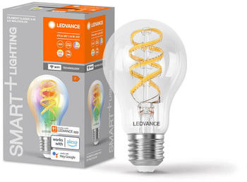LEDVANCE SMART+ WLAN LED Leuchtmittel E27 - Birne A60 4,8W 470lm RGBW dimmbar transparent
