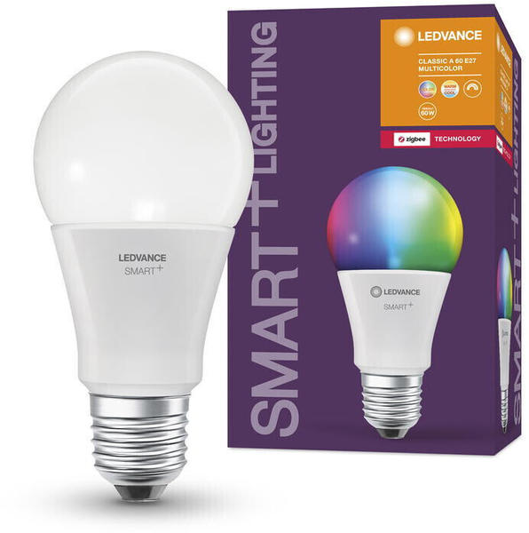 LEDVANCE SMART+ Zigbee LED Leuchtmittel E27 - Birne A60 9W 806lm RGBW dimmbar weiß