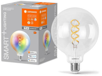 LEDVANCE SMART+ WLAN LED Leuchtmittel E27 - Globe G125 4,8W 470lm RGBW dimmbar transparent