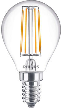 Philips LED Lampe ersetzt 40W, E14 Tropfen P45, klar, warmweiß, 470 Lumen, nicht dimmbar, 1er Pack transparent