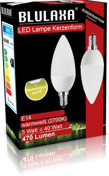 Blulaxa 2x LED Kerzenform 5W (40W) E14 470lm 2700K