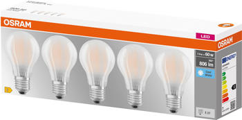 Osram OSR 075466531 - LED-Lampe BASE RETRO E27, 6,5 W, 806 lm, 4000 K, 5er-Pack