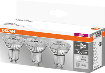 Osram OSR 405807581841 - LED-Strahler BASE GU10, 4,3 W, 350 lm, 4000 K, 3er-Pack