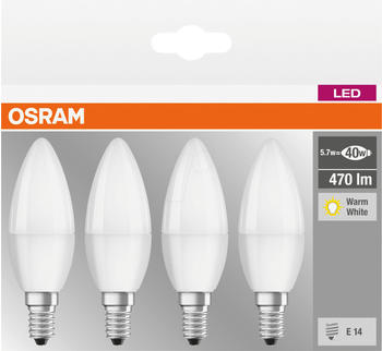Osram OSR 405807581947 - LED-Lampe BASE E14, 5,7 W, 470 lm, 2700 K, 4er-Pack
