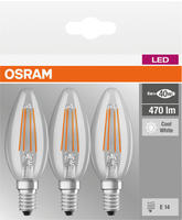 Osram - Led-lampe Base Classic, B40, E14, Eek: E, 4 W, 470 Lm, 4000 K, 3 St&uuml;ck