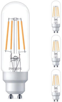 Philips LED Lampe ersetzt 40W, GU10 Röhrenform T30, klar, warmweiß, 470 Lumen, nicht dimmbar, 4er Pack transparent