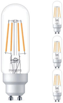 Philips LED Lampe ersetzt 40W, GU10 Röhrenform T30, klar, kaltweiß, 470 Lumen, nicht dimmbar, 4er Pack transparent