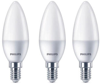 Philips LED Lampe ersetzt 40W, E14 Kerzenform B35, weiß, warmweiß, 470 Lumen, nicht dimmbar, 3er Pack weiß