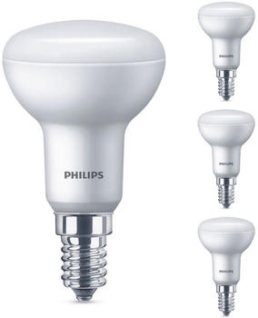 Philips LED Lampe ersetzt 60W, E14 Reflektor R50, weiß, warmweiß, 640 Lumen, nicht dimmbar, 4er Pack weiß