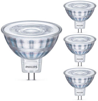 Philips LED Lampe ersetzt 35W, GU5,3 Reflektor MR16, klar, kaltweiß, 390 Lumen, nicht dimmbar, 4er Pack silber