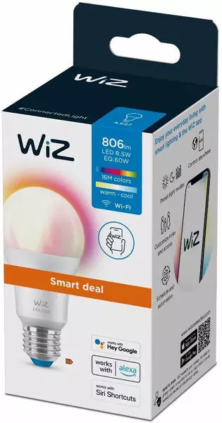 Wiz LED Leuchtmittel tunable White E27 Birne - A60 8W 806lm RGBW weiß