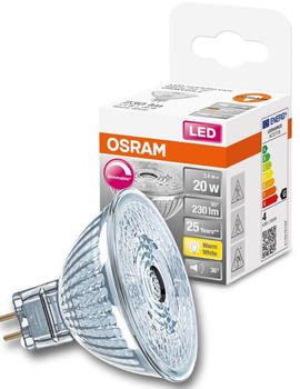 Osram LED Lampe ersetzt 20W Gu5.3 Reflektor - Mr16 in Transparent 3,4W 230lm 2700K dimmbar 1er Pack transparent