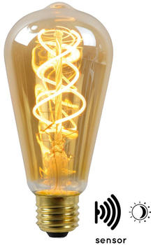 Lucide Vintage LED Lampe, Dämmerungssensor, E27, ST64, Filament, 4W, 230lm, 2200K braun