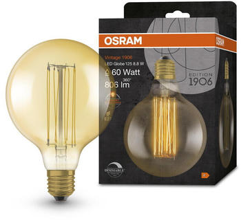 Osram LED Lampe ersetzt 60W E27 Globe - G125 in Gold 8,8W 806lm 2200K dimmbar 1er Pack gold / messing