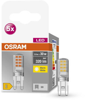 Osram LED Lampe ersetzt 30W G9 Brenner in Transparent 2,6W 320lm 2700K 5er Pack transparent