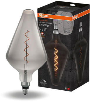 Osram LED Lampe ersetzt 15W E27 Spezialform in Schwarz-transparent 4W 140lm 1800K dimmbar 1er Pack grau