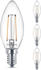 Philips LED Lampe ersetzt 25W, E14 Birne B35, klar, warmweiß, 250 Lumen, nicht dimmbar, 4er Pack transparent