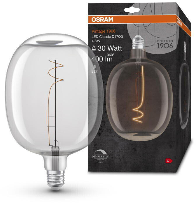 Osram LED Lampe ersetzt 30W E27 Spezialform in Transparent 4,8W 400lm 1600K  dimmbar 1er Pack transparent Test TOP Angebote ab 25,20 € (Juni 2023)