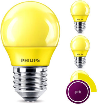 Philips LED Lampe, E27 Tropfenform P45, gelb, nicht dimmbar, 4er Pack [Energieklasse A] gelb