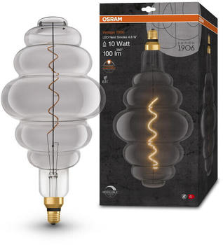 Osram LED Lampe ersetzt 10W E27 Spezialform in Schwarz-transparent 4,8W 100lm 1800K dimmbar 1er Pack grau