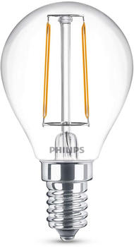 Philips LED Lampe ersetzt 25W, E14 Tropfenform P45, klar, warmweiß, 250 Lumen, nicht dimmbar, 1er Pack transparent